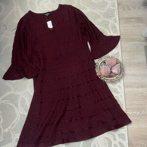 NWT🌷ROZ & ALI DRESSBARN🌷Wine rayon polyester sweater knit dress